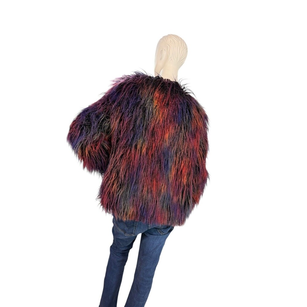SpiritHoods Faux Fur Shaggy 70s Multicolor Jacket Collectors Edition $450 Size S - Picture 7 of 8